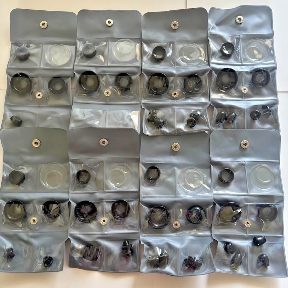 Vintage Prosthetic Eye Set 8 Pouches Medical Ocular Collection Navy Case